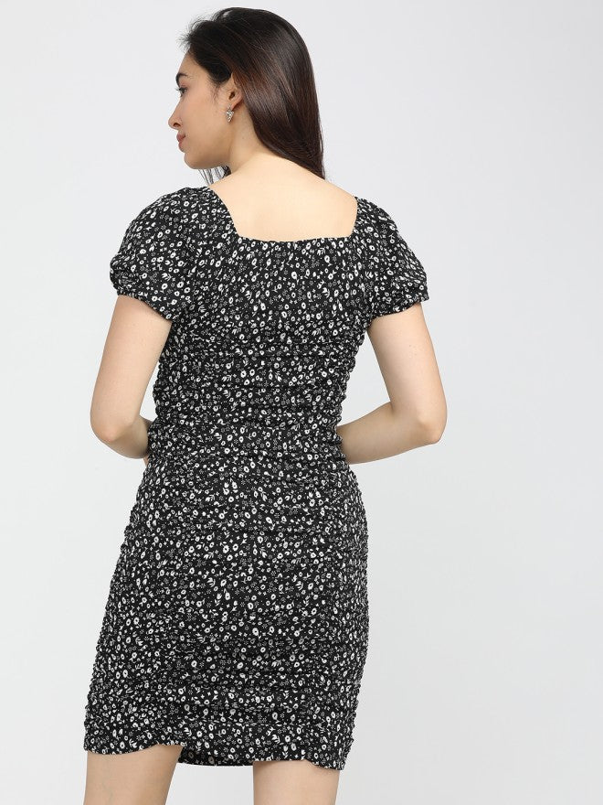 Tokyo Talkies Women Black Printed Fit and Flare Dress - Black - Image 2