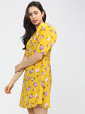 Tokyo Talkies Women Yellow Printed Fit and Flare Dress - Yellow - Image 1