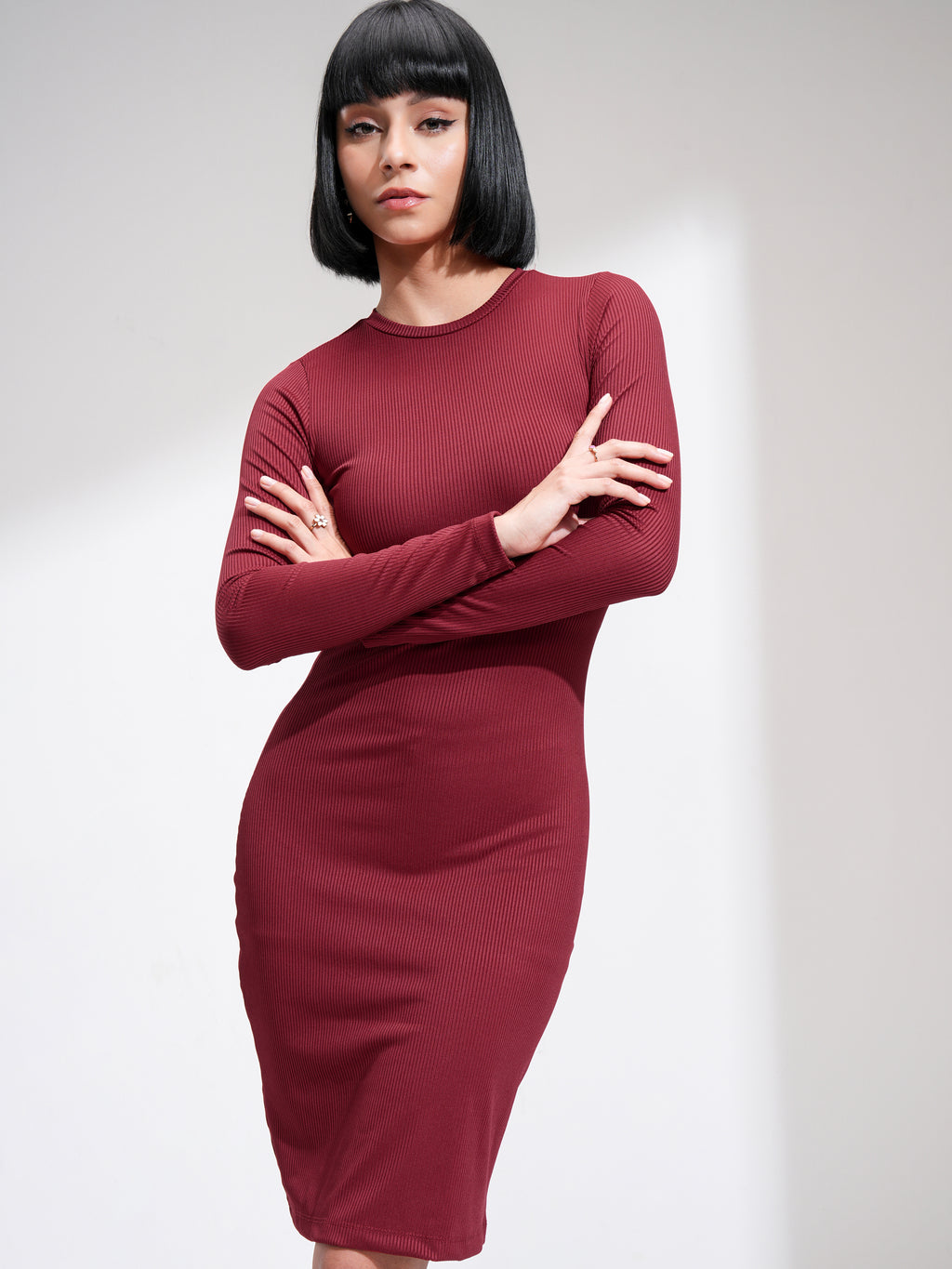 Tokyo Talkies Women Red Solid Blouson Dress - Red - Image 1