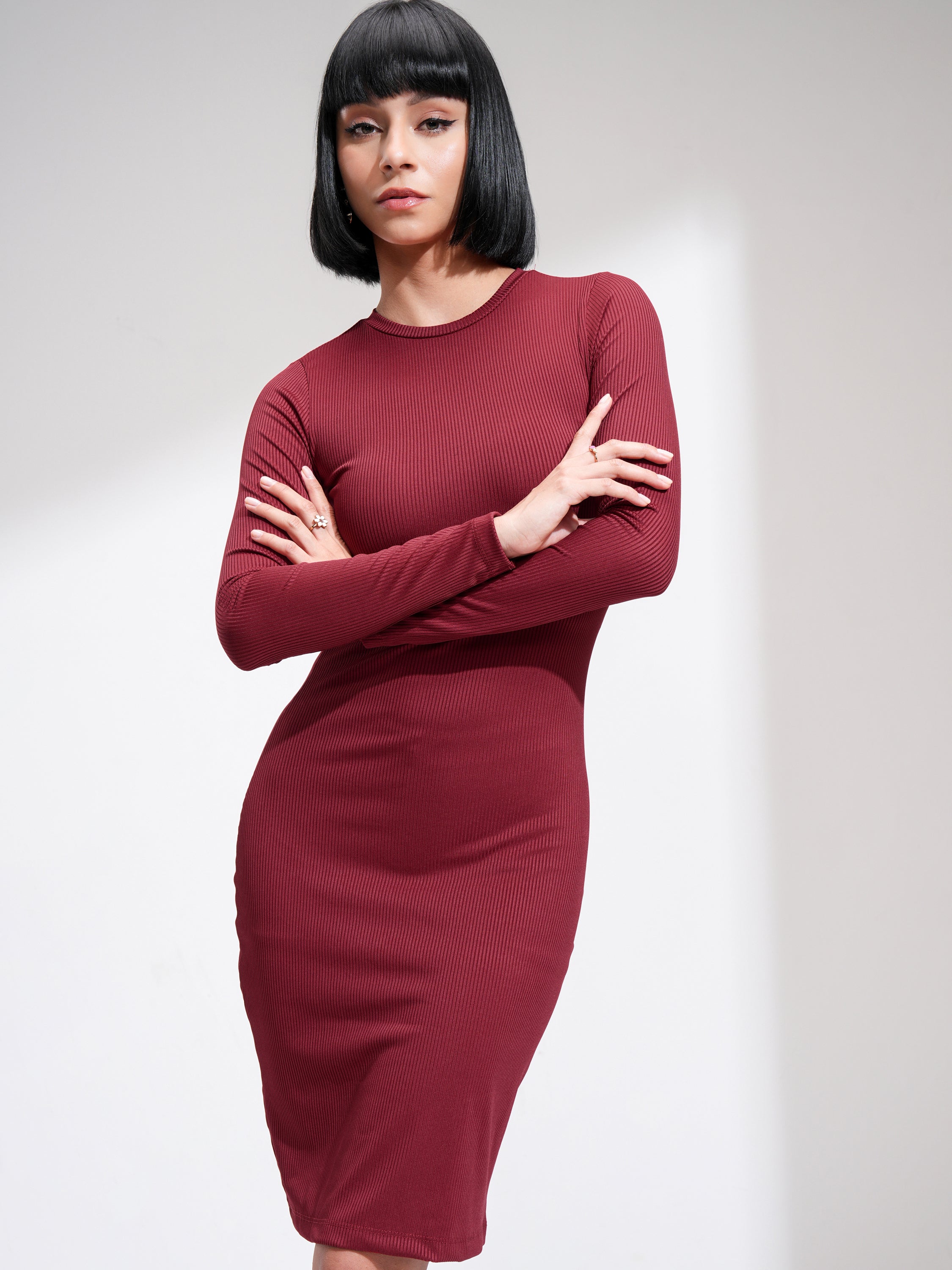 Tokyo Talkies Women Red Solid Blouson Dress - Red - Image 1