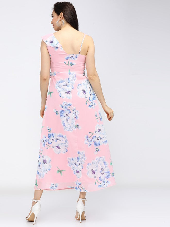 Tokyo Talkies Women Pink Printed A-Line Dress - Pink - Image 2