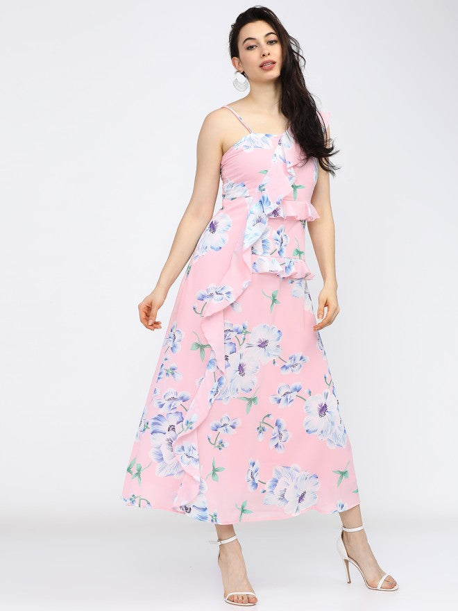Tokyo Talkies Women Pink Printed A-Line Dress - Pink - Image 4