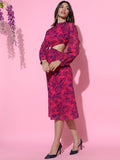 Tokyo Talkies Women Pink Printed A-Line Dress - Pink - Image 1