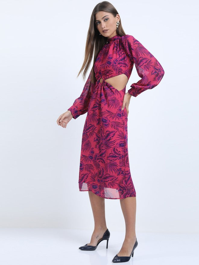 Tokyo Talkies Women Pink Printed A-Line Dress - Pink - Image 6