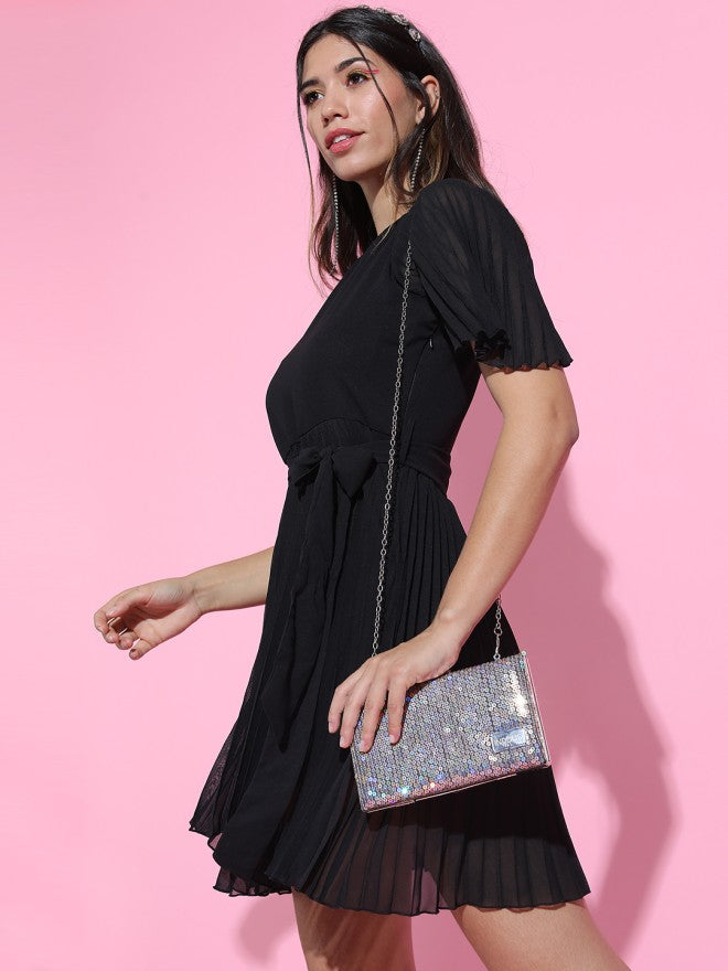 Tokyo Talkies Women Black Solid A-Line Dress - Black - Image 1