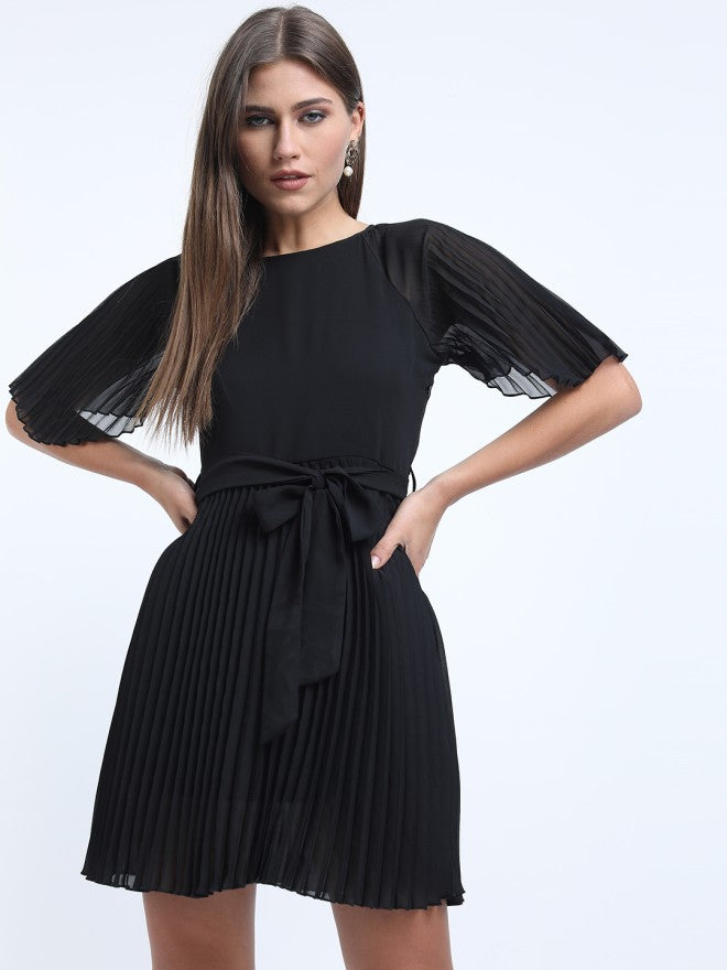 Tokyo Talkies Women Black Solid A-Line Dress - Black - Image 6