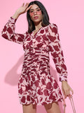 Tokyo Talkies Women Pink Printed Fit and Flare Dress - Pink - Image 1