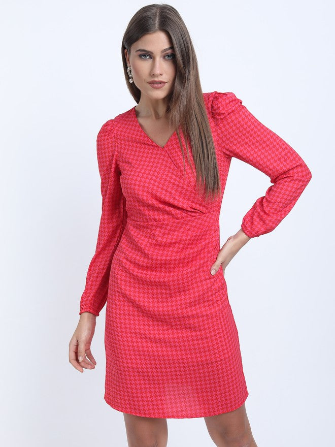 Tokyo Talkies Women Pink Printed A-Line Dress - Pink - Image 6