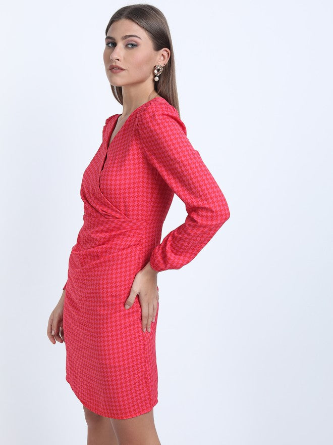 Tokyo Talkies Women Pink Printed A-Line Dress - Pink - Image 7