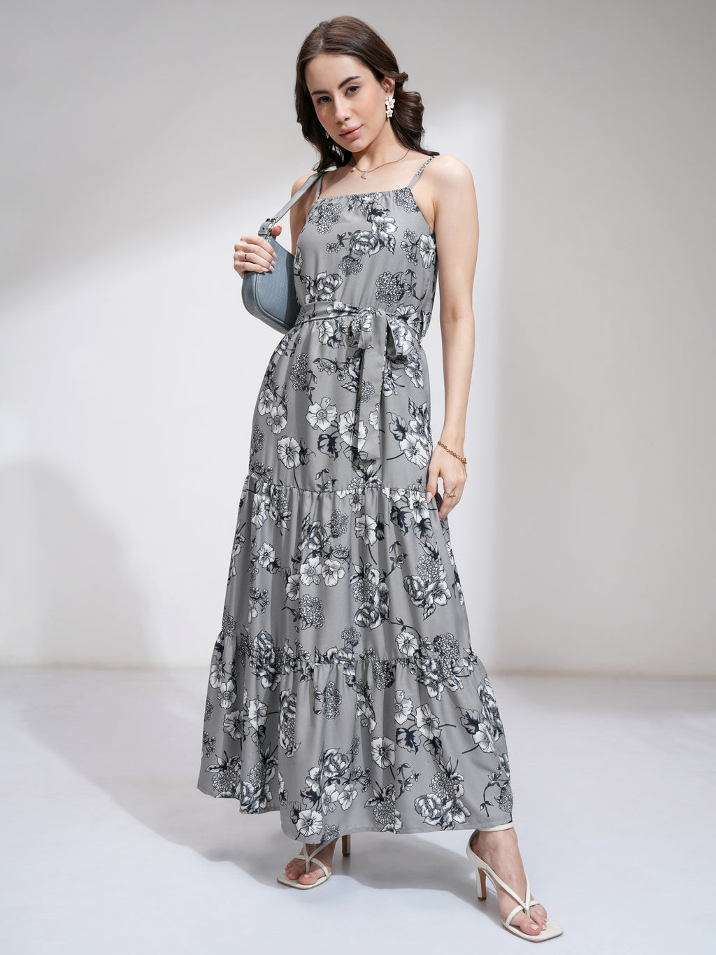 Tokyo Talkies Women Grey Printed Maxi Dress - Grey - Image 2