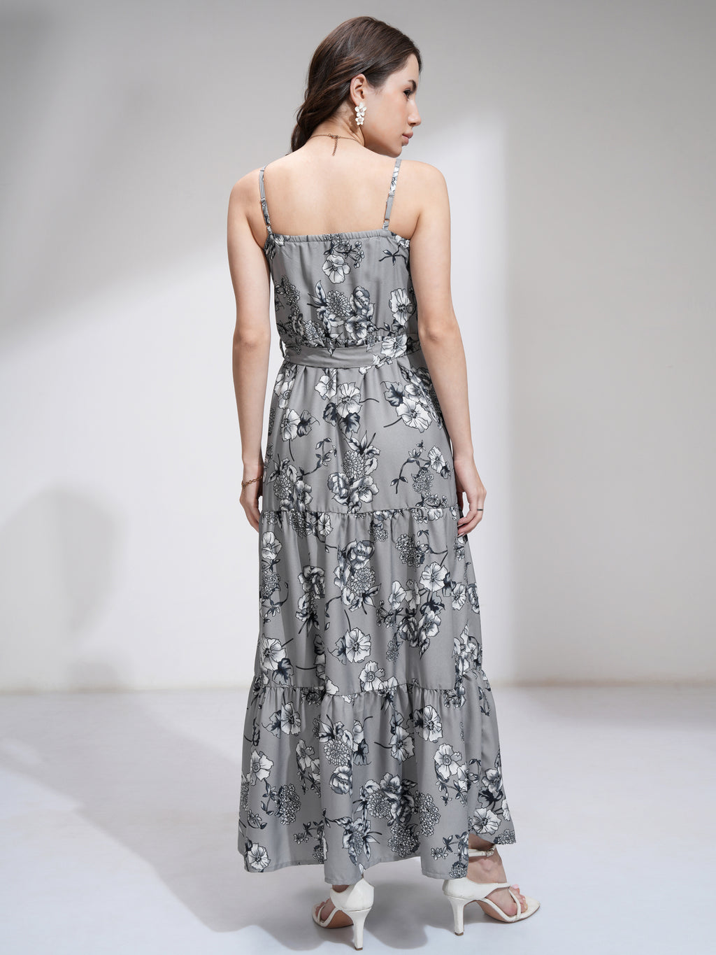 Tokyo Talkies Women Grey Printed Maxi Dress - Grey - Image 3
