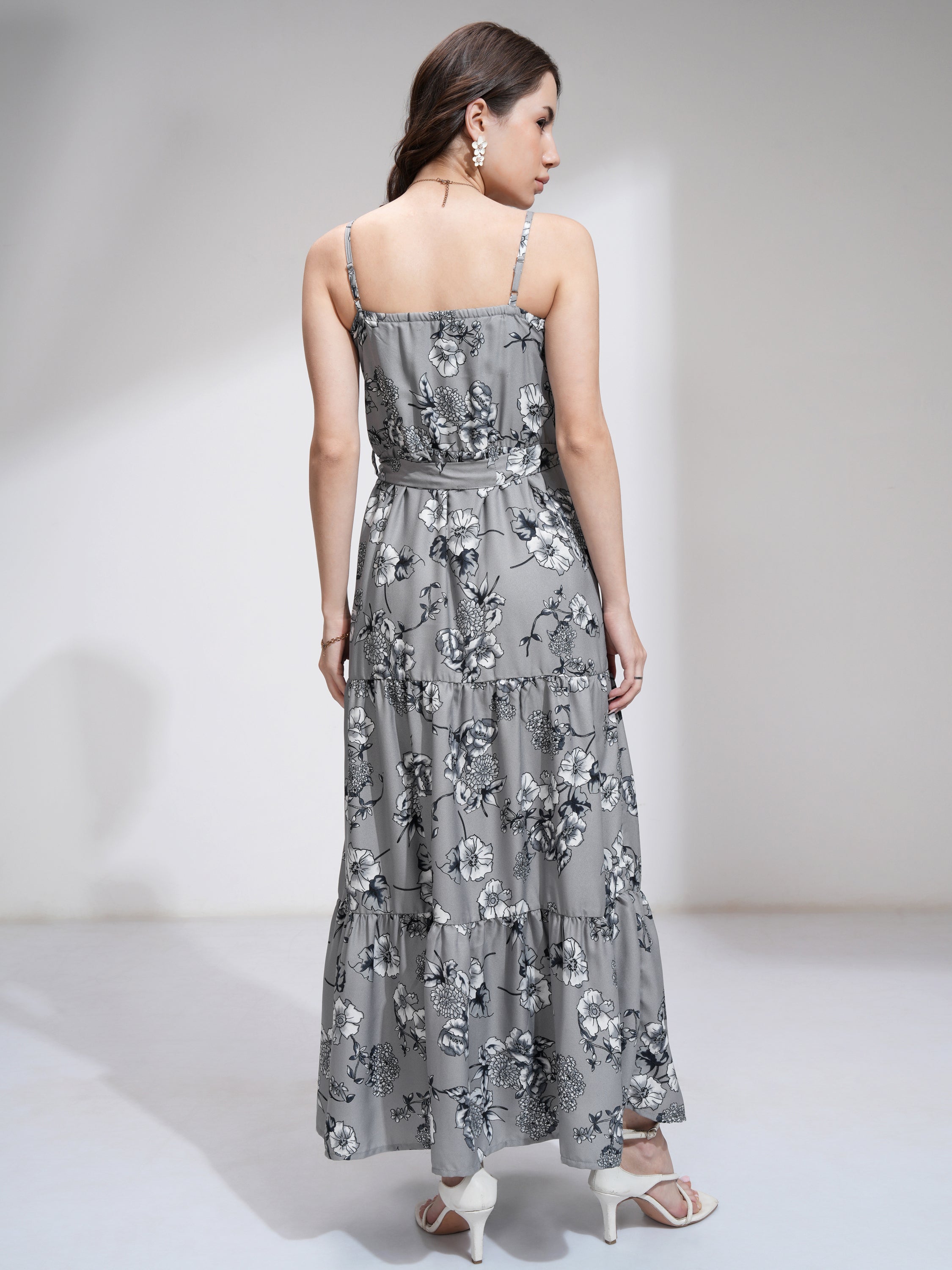 Tokyo Talkies Women Grey Printed Maxi Dress - Grey - Image 3
