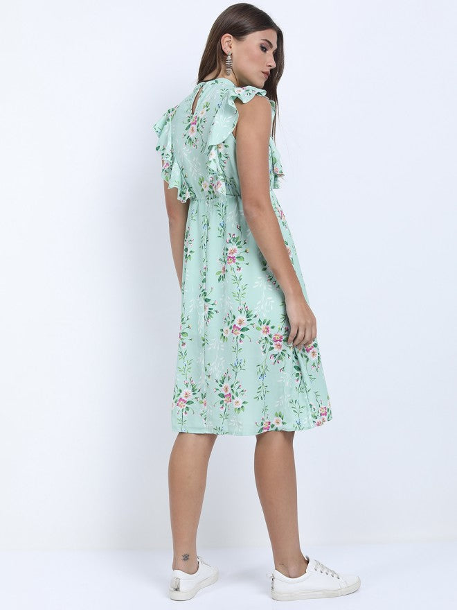 Tokyo Talkies Women Blue Printed A-Line Dress - Blue - Image 2