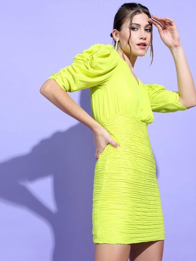 Tokyo Talkies Women Green Solid Sheath Dress - Green - Image 5