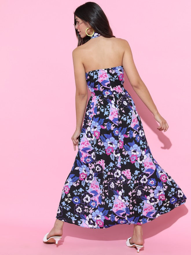 Tokyo Talkies Women Black Printed Maxi Dress - Black - Image 2