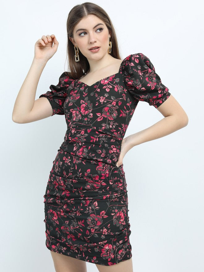 Tokyo Talkies Women Green Printed A-Line Dress - Green - Image 1
