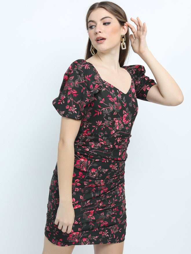 Tokyo Talkies Women Green Printed A-Line Dress - Green - Image 5