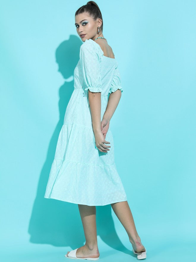 Tokyo Talkies Women Teal Solid A-Line Dress - Teal - Image 2