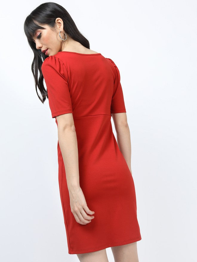 Tokyo Talkies Women Orange Solid A-Line Dress - Orange - Image 2