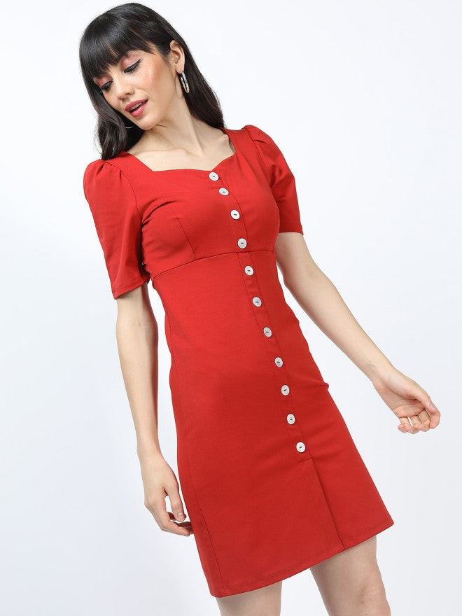 Tokyo Talkies Women Orange Solid A-Line Dress - Orange - Image 5