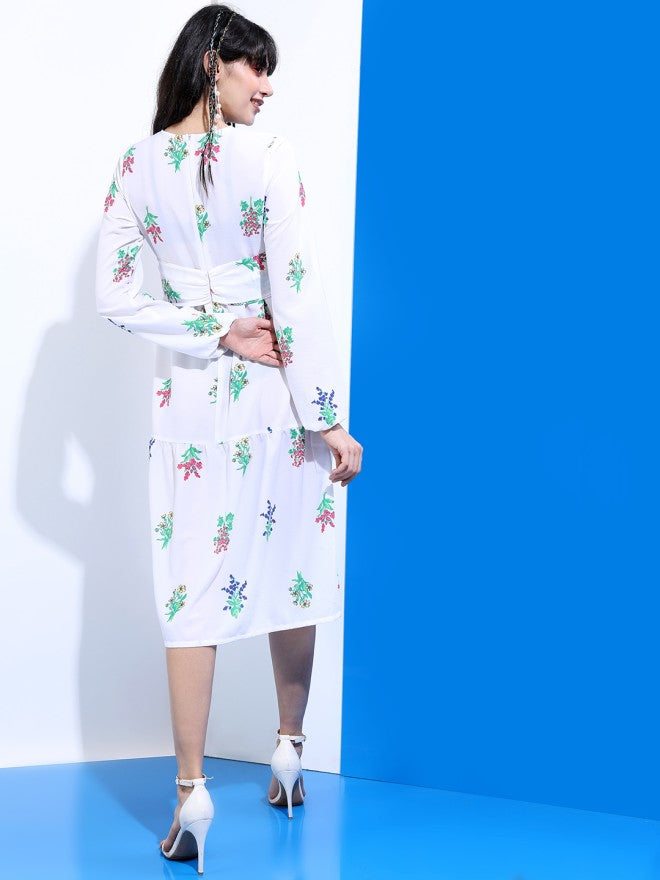 Tokyo Talkies Women White Printed A-Line Dress - White - Image 2