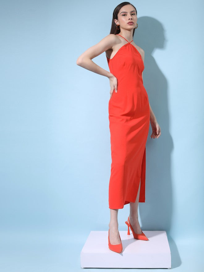 Tokyo Talkies Women Red Solid A-Line Dress - Red - Image 4
