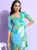 Tokyo Talkies Women Green Printed Wrap Dress - Green - Image 1