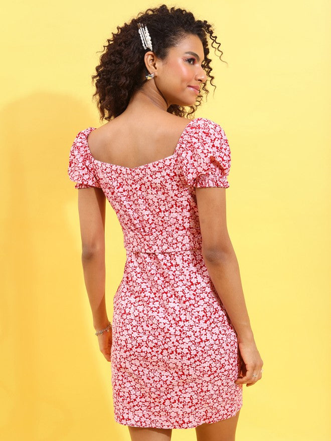 Tokyo Talkies Women Red Printed Sheath Dress - Red - Image 2