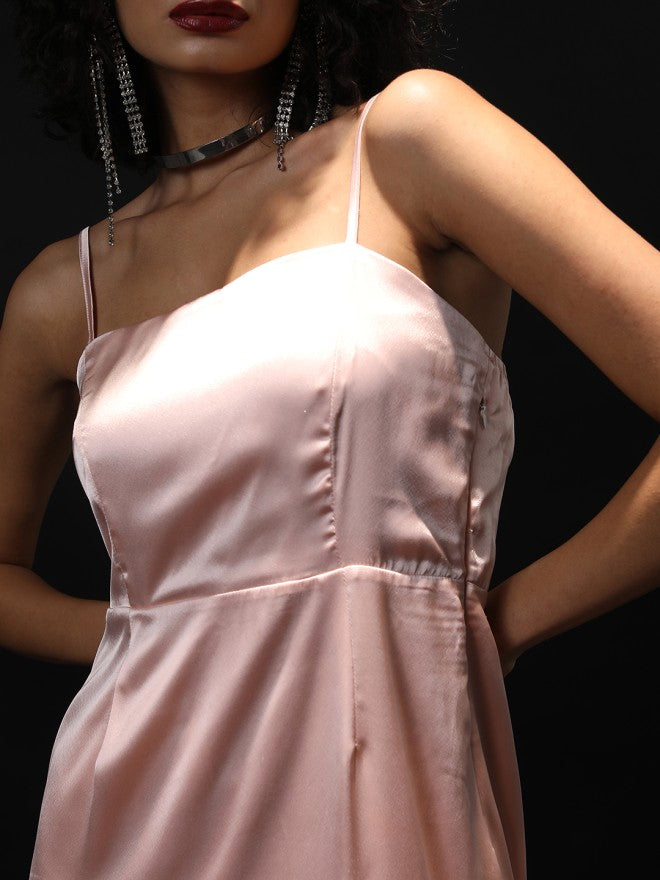 Tokyo Talkies Women Peach Solid A-Line Dress - Peach - Image 4