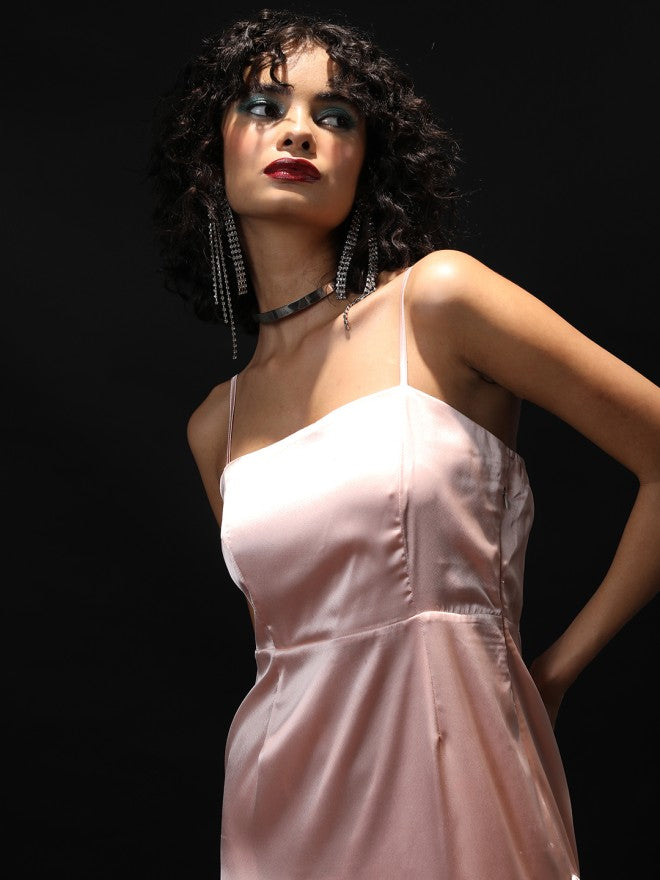 Tokyo Talkies Women Peach Solid A-Line Dress - Peach - Image 6