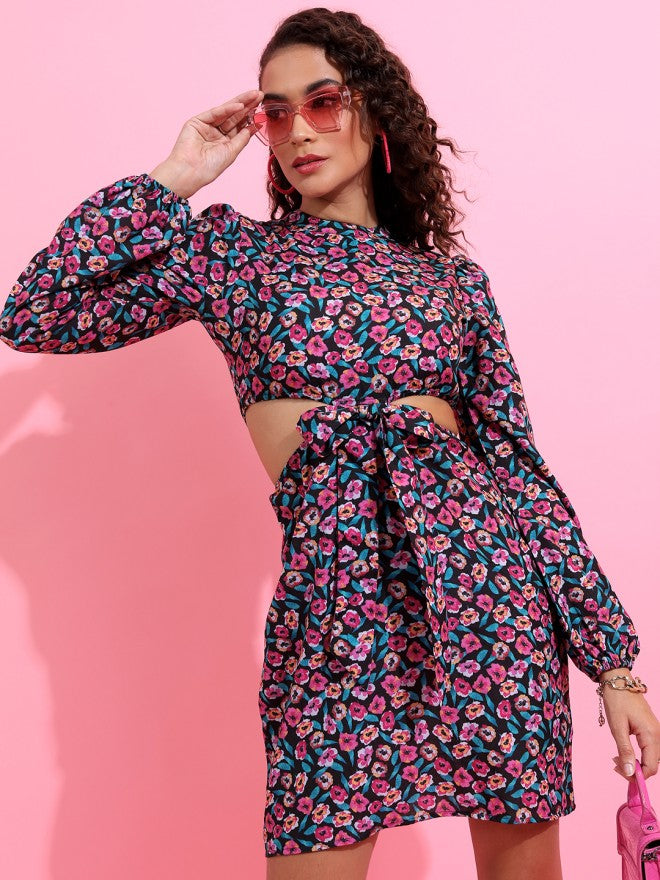 Tokyo Talkies Women Black Printed A-Line Dress - Black - Image 3