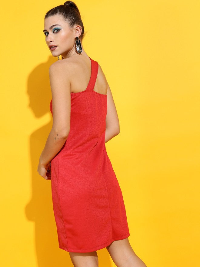 Tokyo Talkies Women Red Solid Sheath Dress - Red - Image 2