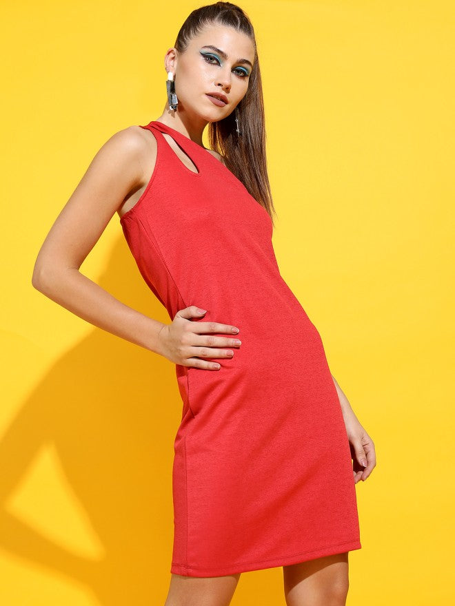 Tokyo Talkies Women Red Solid Sheath Dress - Red - Image 5