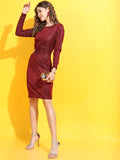 Tokyo Talkies Women Red Printed Bodycon Dress - Red - Image 1