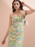 Tokyo Talkies Women Yellow Printed Maxi Dress - Yellow - Image 1