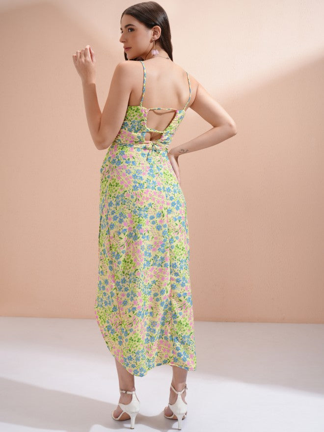 Tokyo Talkies Women Yellow Printed Maxi Dress - Yellow - Image 3