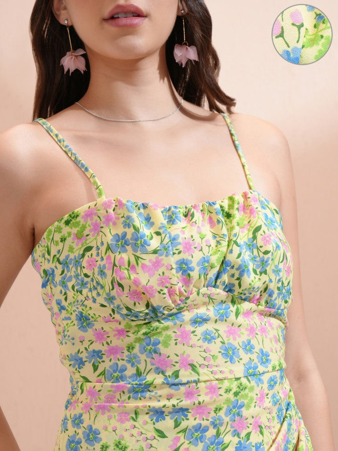 Tokyo Talkies Women Yellow Printed Maxi Dress - Yellow - Image 5