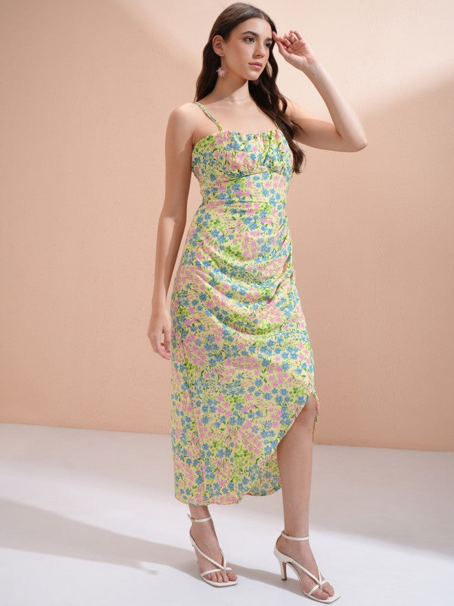 Tokyo Talkies Women Yellow Printed Maxi Dress - Yellow - Image 6