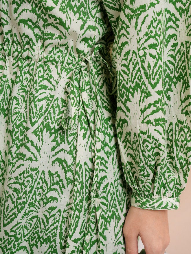 Tokyo Talkies Women Green Printed Fit And Flare Dress - Green - Image 7