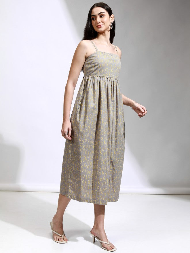 Tokyo Talkies Women Grey Printed Fit And Flare Dress - Grey - Image 6