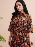 Tokyo Talkies Women Black Printed Shirt Dress - Black - Image 1