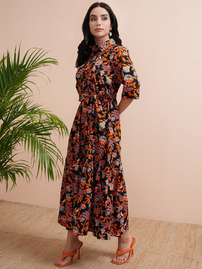 Tokyo Talkies Women Black Printed Shirt Dress - Black - Image 4