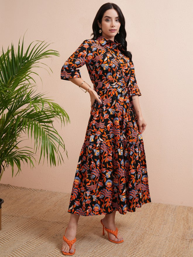 Tokyo Talkies Women Black Printed Shirt Dress - Black - Image 6
