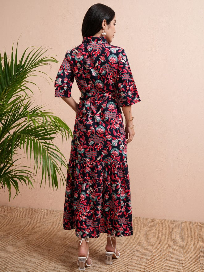 Tokyo Talkies Women Blue Printed Shirt Dress - Blue - Image 3