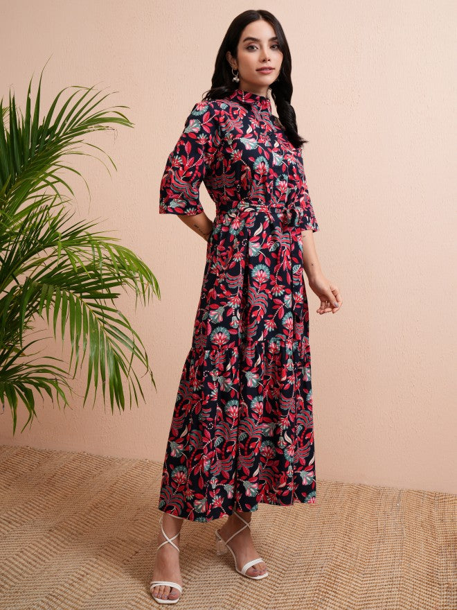 Tokyo Talkies Women Blue Printed Shirt Dress - Blue - Image 6