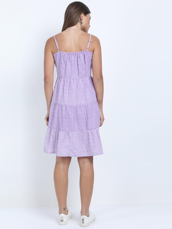 Tokyo Talkies Women Purple Solid A-Line Dress - Purple - Image 2