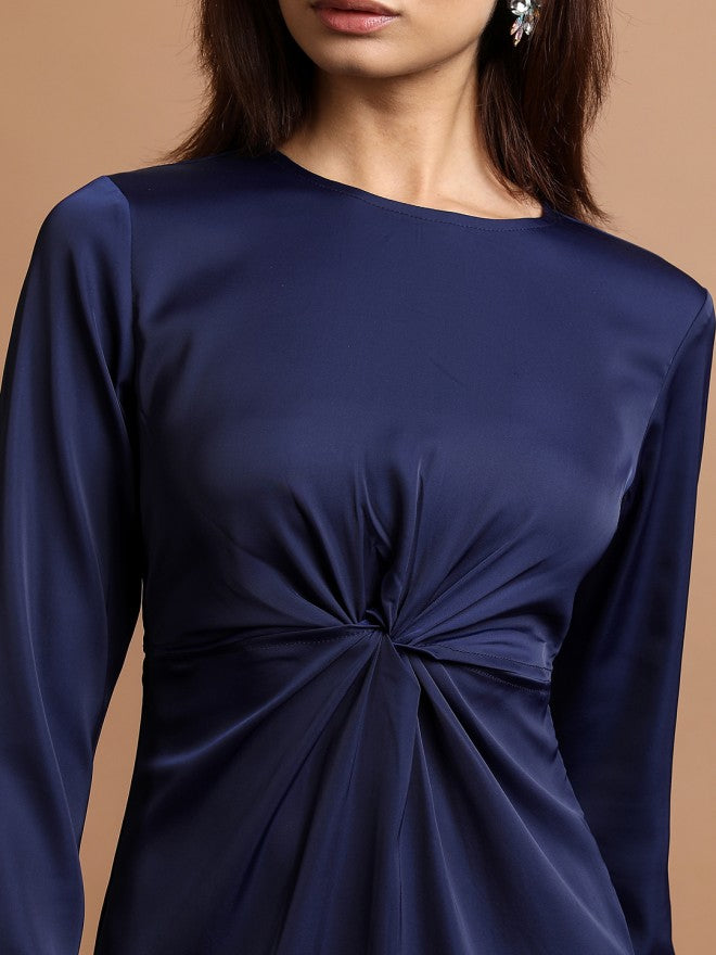 Tokyo Talkies Women Blue Solid Sheath Dress - Blue - Image 5