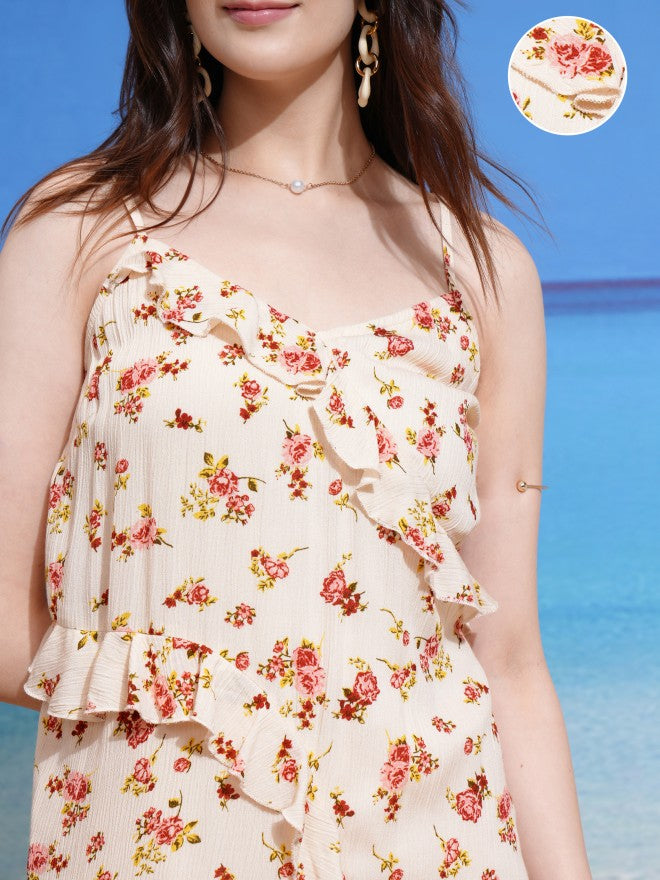 Tokyo Talkies Women Beige Printed Maxi Dress - Beige - Image 5