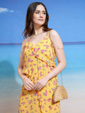 Tokyo Talkies Women Yellow Printed Maxi Dress - Yellow - Image 1