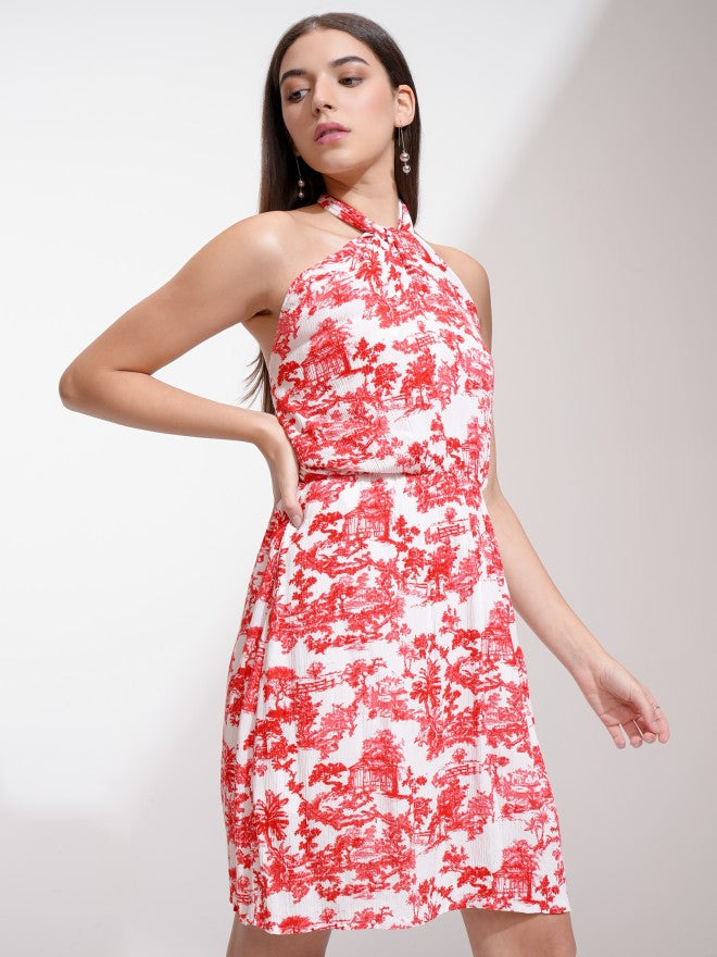 Tokyo Talkies Women White Printed Fit And Flare Dress - White - Image 6